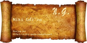 Niki Géza névjegykártya